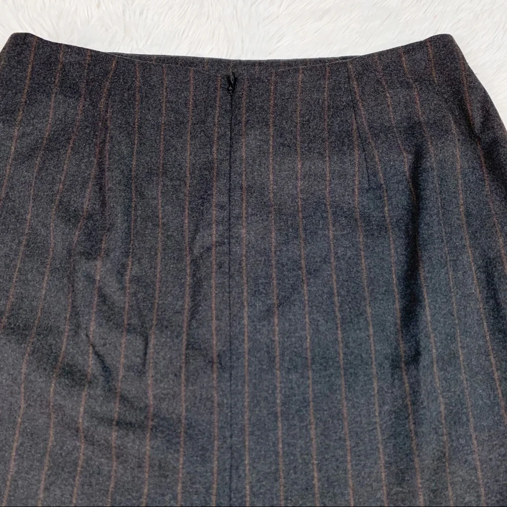 Akris women size 12‎ striped pencil skirt knee length workwear brown